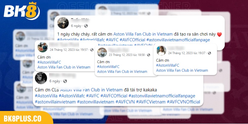 Người tham gia event giáng sinh: Aston Villa FC VN x BK8 chia sẻ trên fanpage